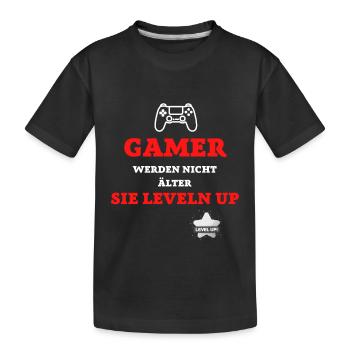 GAMER WERDEN NICHT ÄLTER SIE LEVELN UP - Kinder Premium Bio T-Shirt - Schwarz - Vorne