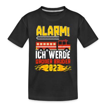 Alarm Ich Werde Großer Bruder 2023 - Kinder Premium Bio T-Shirt - Schwarz - Vorne