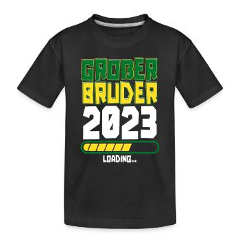 Großer Bruder Loading 2023 - Kinder Premium Bio T-Shirt - Schwarz - Vorne