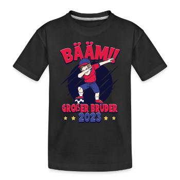 Bääm Großer Bruder 2023 - Kinder Premium Bio T-Shirt - Schwarz - Vorne