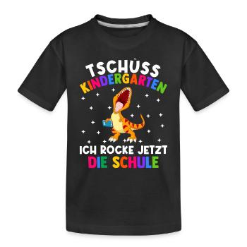 Bye Kindergarten Einschulung Schulkind Dinosaurier - Kinder Premium Bio T-Shirt - Schwarz - Vorne