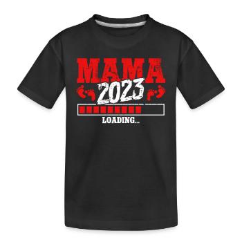 Werdende Mama 2023 Loading - Kinder Premium Bio T-Shirt - Schwarz - Vorne