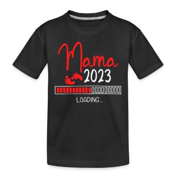 Werdende Mama 2023 Loading - Kinder Premium Bio T-Shirt - Schwarz - Vorne