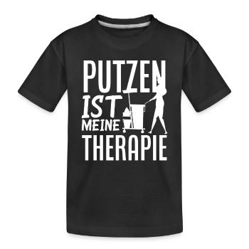 Putzfrau Therapie Reinigunskraft - Kinder Premium Bio T-Shirt - Schwarz - Vorne