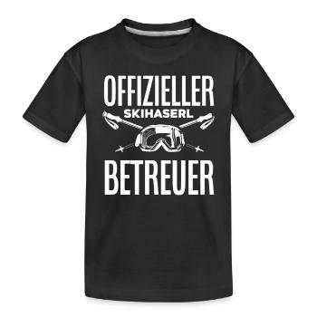 Skifahren Wintersport Skihaserl Skilehrer - Kinder Premium Bio T-Shirt - Schwarz - Vorne