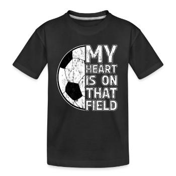 My heart is on that field - Football - Kids' Premium Organic T-Shirt - black - Front