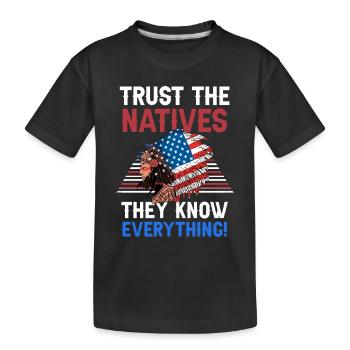 Amerikanischer Kopfschmuck Erste Amerikaner Native - Kinder Premium Bio T-Shirt - Schwarz - Vorne