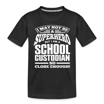 Super-héros concierge d’école - T-shirt bio Premium Enfant - noir - Devant