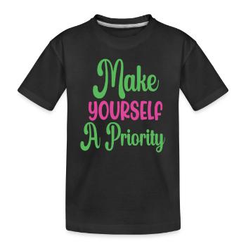 Make Yourself A Priority Mental Health - Kids' Premium Organic T-Shirt - black - Front