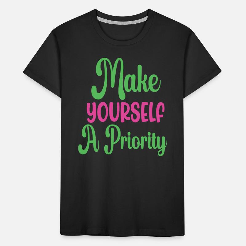 Make Yourself A Priority Mental Health Kids' Premium Organic T-Shirt