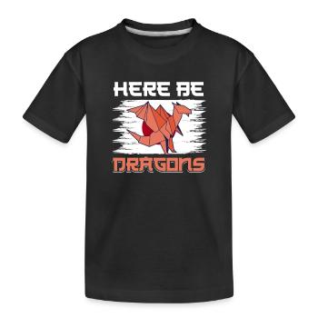 Dragon son origami de pli de papier - T-shirt bio Premium Enfant - noir - Devant