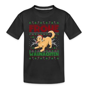 Frohe Weihnachten Golden Retriever - Kinder Premium Bio T-Shirt - Schwarz - Vorne