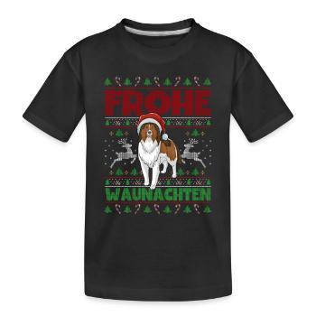 Frohe Weihnachten Sheltie - Kinder Premium Bio T-Shirt - Schwarz - Vorne