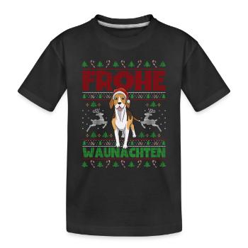 Frohe Weihnachten Beagle - Kinder Premium Bio T-Shirt - Schwarz - Vorne