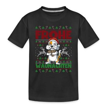 Frohe Weihnachten Hund - Kinder Premium Bio T-Shirt - Schwarz - Vorne