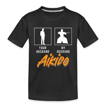 Aïkido Ton Mari Mon Mari Combattant Samouraï - T-shirt bio Premium Enfant - noir - Devant