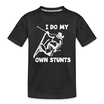 Skiing Ski - Kids' Premium Organic T-Shirt - black - Front