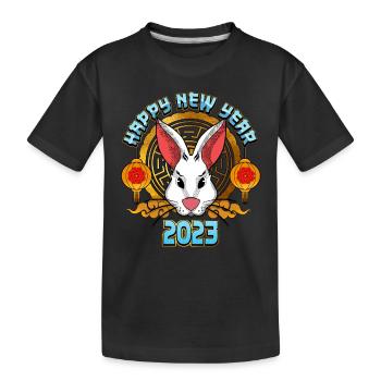 Chinese New Year 2023 Year of the Rabbit - Kids' Premium Organic T-Shirt - black - Front