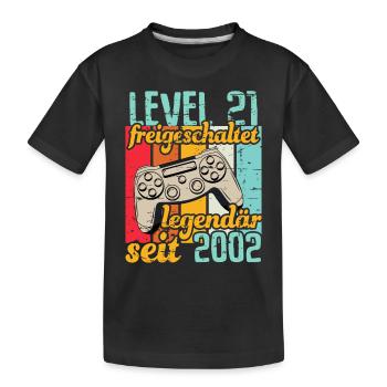 Level 21 freigeschaltet legendär seit 2002 - Kinder Premium Bio T-Shirt - Schwarz - Vorne