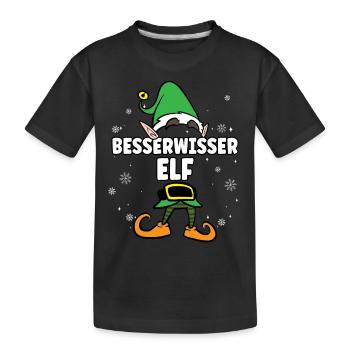 Besserwisser Elf Partnerlook Weihnachten - Kinder Premium Bio T-Shirt - Schwarz - Vorne