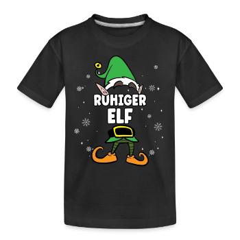 Ruhiger Elf Partnerlook Weihnachten - Kinder Premium Bio T-Shirt - Schwarz - Vorne