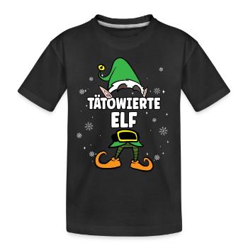 Tätowierte Elf Partnerlook Weihnachten - Kinder Premium Bio T-Shirt - Schwarz - Vorne