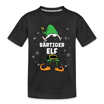 Bärtiger Elf Partnerlook Weihnachten - Kinder Premium Bio T-Shirt - Schwarz - Vorne