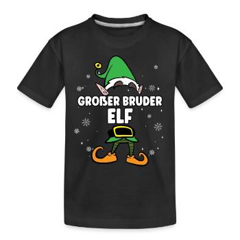 Großer Bruder Elf Partnerlook Weihnachten - Kinder Premium Bio T-Shirt - Schwarz - Vorne