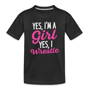 Drôle wrestling girls catcheuse femme oui je suis - T-shirt bio Premium Enfant - noir - Devant