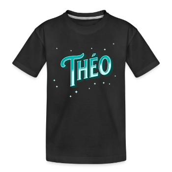 Theo Namen personalisiert - Kinder Premium Bio T-Shirt - Schwarz - Vorne