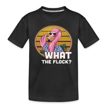 Was die Herde Flamingo - Kinder Premium Bio T-Shirt - Schwarz - Vorne
