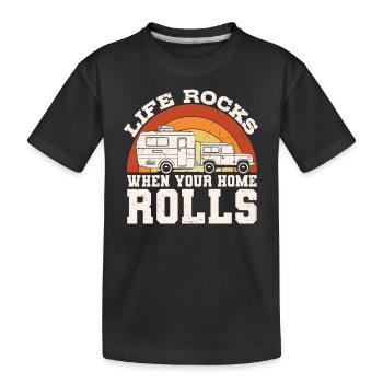Das Leben rockt, wenn Ihr Zuhause rollt - Kinder Premium Bio T-Shirt - Schwarz - Vorne