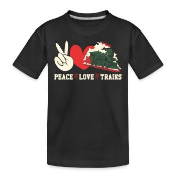 Steam Train Driver Trainspotting - Kids' Premium Organic T-Shirt - black - Front