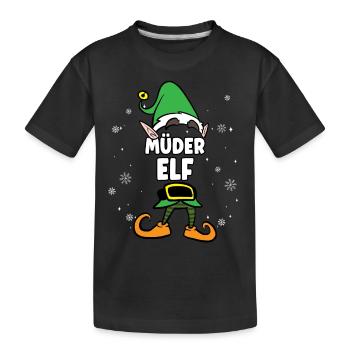Müder Elf Partnerlook Weihnachten - Kinder Premium Bio T-Shirt - Schwarz - Vorne