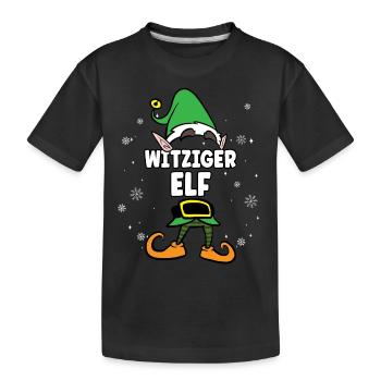 Witziger Elf Partnerlook Weihnachten - Kinder Premium Bio T-Shirt - Schwarz - Vorne