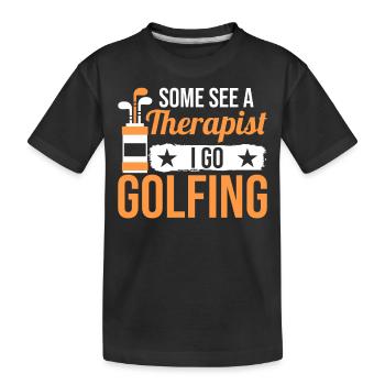Manche Suchen Einen Therapeuten Ich Gehe Golfen - Kinder Premium Bio T-Shirt - Schwarz - Vorne
