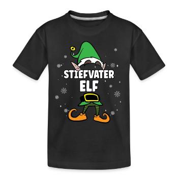 Stiefvater Elf Partnerlook Weihnachten - Kinder Premium Bio T-Shirt - Schwarz - Vorne