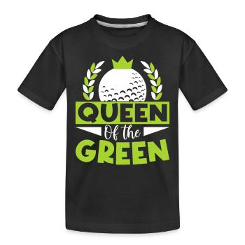 Queen of Green - Golf - Kids' Premium Organic T-Shirt - black - Front