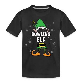 Bowling Elf Partnerlook Weihnachten - Kinder Premium Bio T-Shirt - Schwarz - Vorne