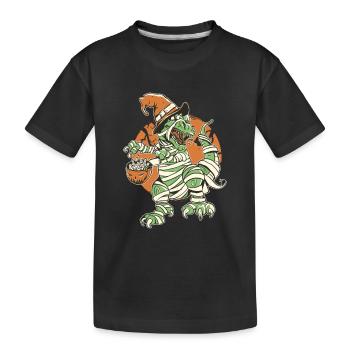 Halloween - Skeleton Mummy Dinosaur T rex - Kinder Premium Bio T-Shirt - Schwarz - Vorne