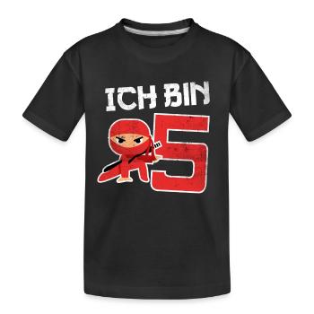 5. Geburtstag Ninja 5 Jahre Kindergeburtstag - Kinder Premium Bio T-Shirt - Schwarz - Vorne