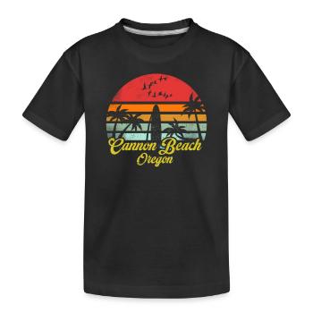 Vintage Cannon Beach Oregon Surfen Retro Surf Spaß - Kinder Premium Bio T-Shirt - Schwarz - Vorne