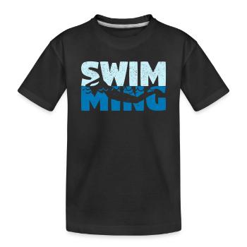Schwimmen Team Schwimmer Pool Tauchen Brustschwimm - Kinder Premium Bio T-Shirt - Schwarz - Vorne