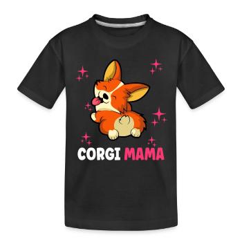 Corgi Mama - Kinder Premium Bio T-Shirt - Schwarz - Vorne