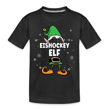 Eishockey Elf Partnerlook Weihnachten - Kinder Premium Bio T-Shirt - Schwarz - Vorne