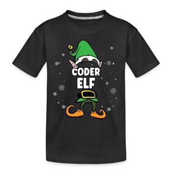 Coder Elf Partnerlook Weihnachten - Kinder Premium Bio T-Shirt - Schwarz - Vorne