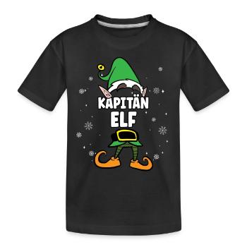 Kapitän Elf Partnerlook Weihnachten - Kinder Premium Bio T-Shirt - Schwarz - Vorne