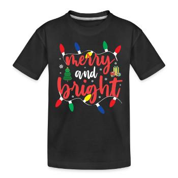 Réveillon de Noël - Joyeux et lumineux - T-shirt bio Premium Enfant - noir - Devant