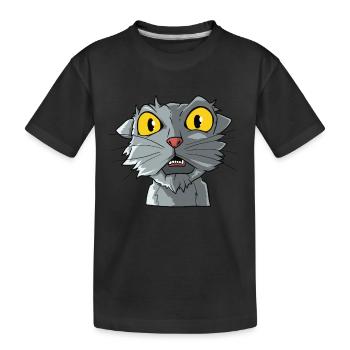 Cat Cat Eyes Yellow Cats - Kids' Premium Organic T-Shirt - black - Front