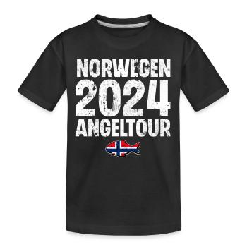 Norwegen Angeltour 2024 - Kinder Premium Bio T-Shirt - Schwarz - Vorne